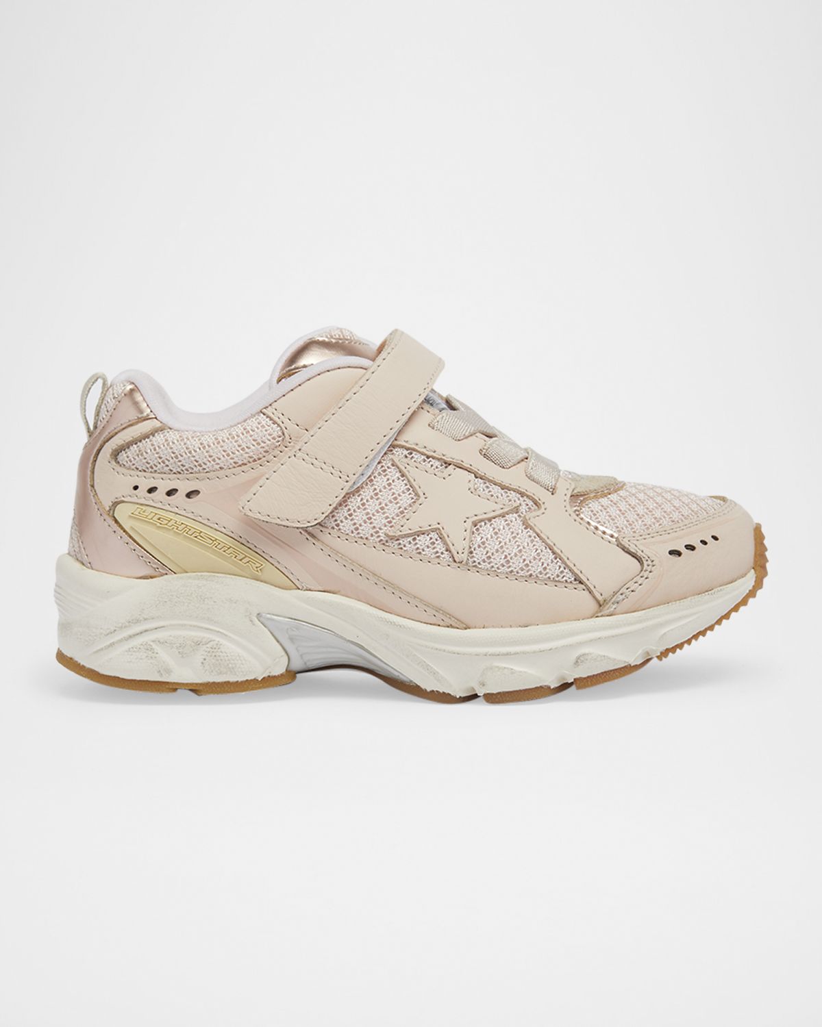 Golden Goose Girl 's Lightstar Net Mixed Leather Runner Sneakers