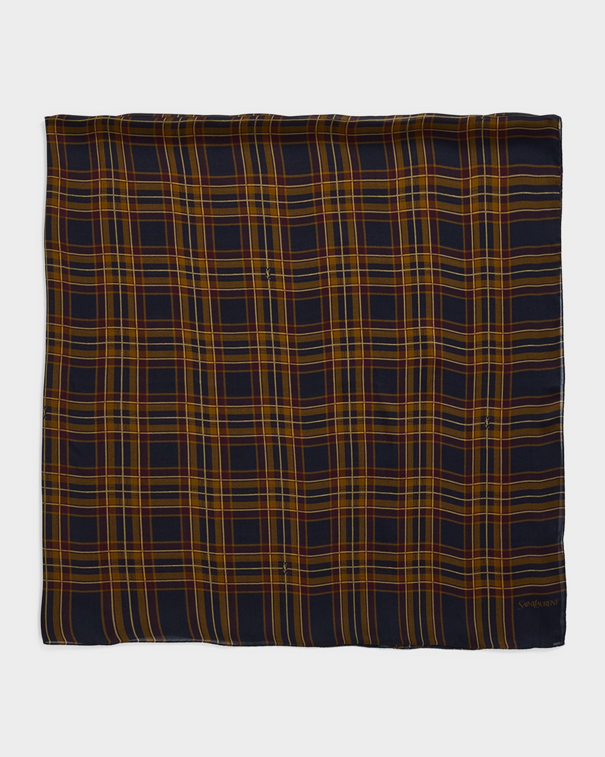 Saint Laurent Men 's Cassandre Tartan Square Scarf