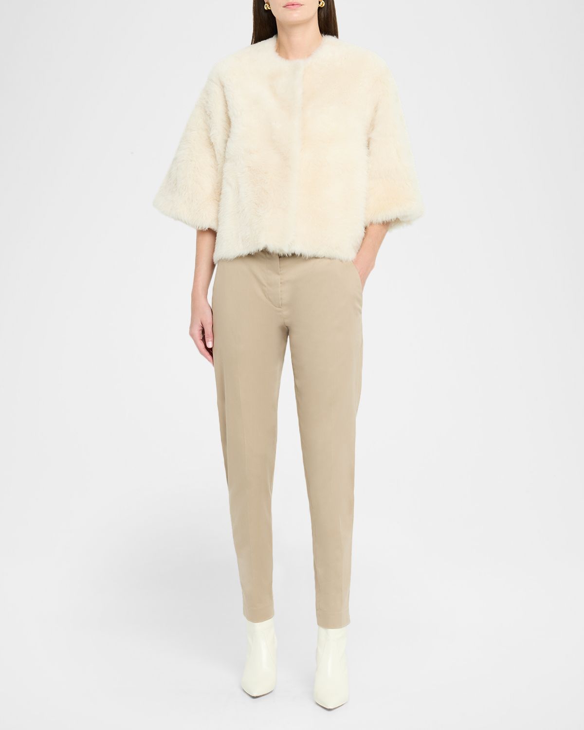UTZON Jewelle Elbow-Sleeve Shearling Jacket
