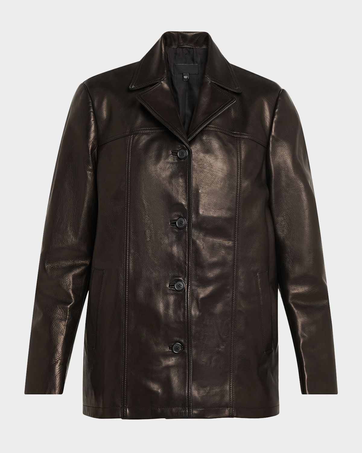 Nili Lotan Brett Leather Single-Breasted Blazer Jacket