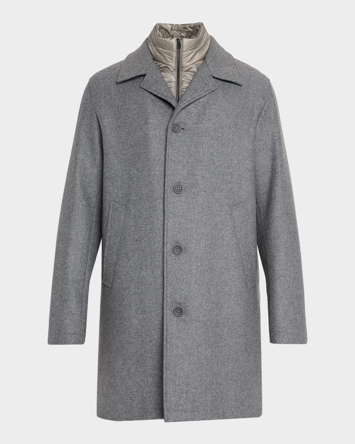Herno Men 's Wool Car Coat with Bib
