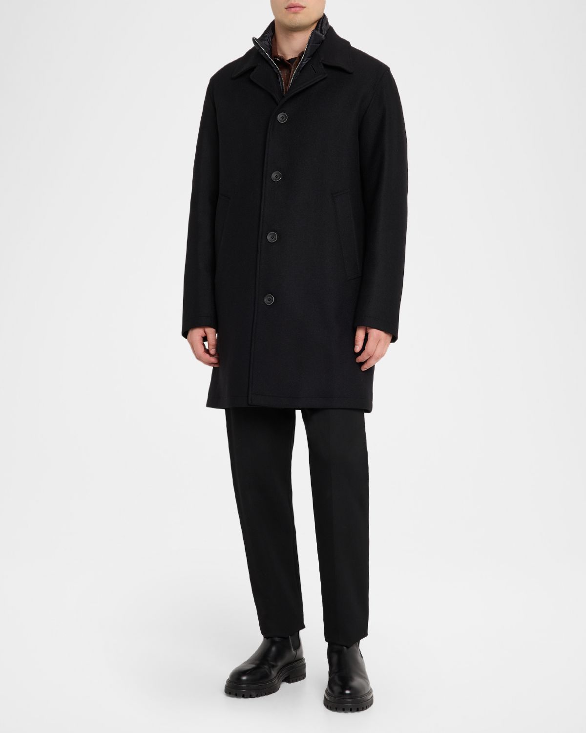 Herno Men 's Wool-Blend Coat w/ Removable Bib