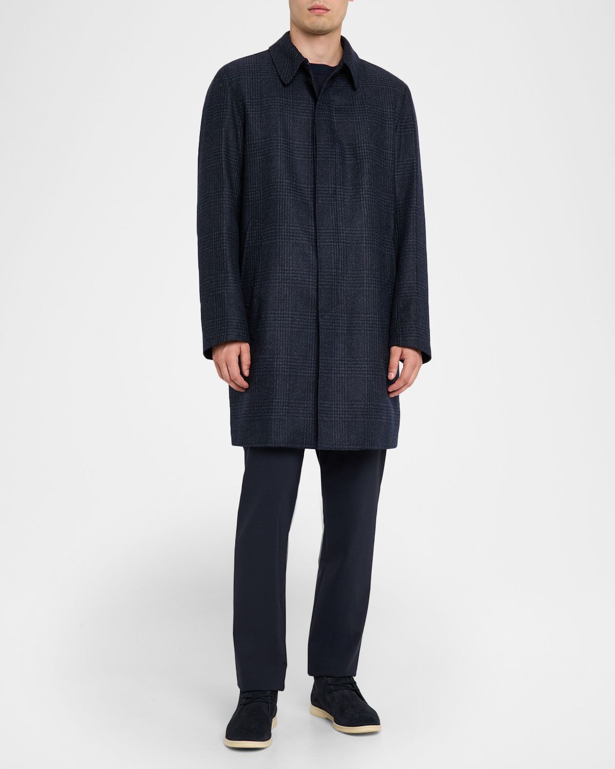 Herno Men 's Plaid Wool/Silk Coat