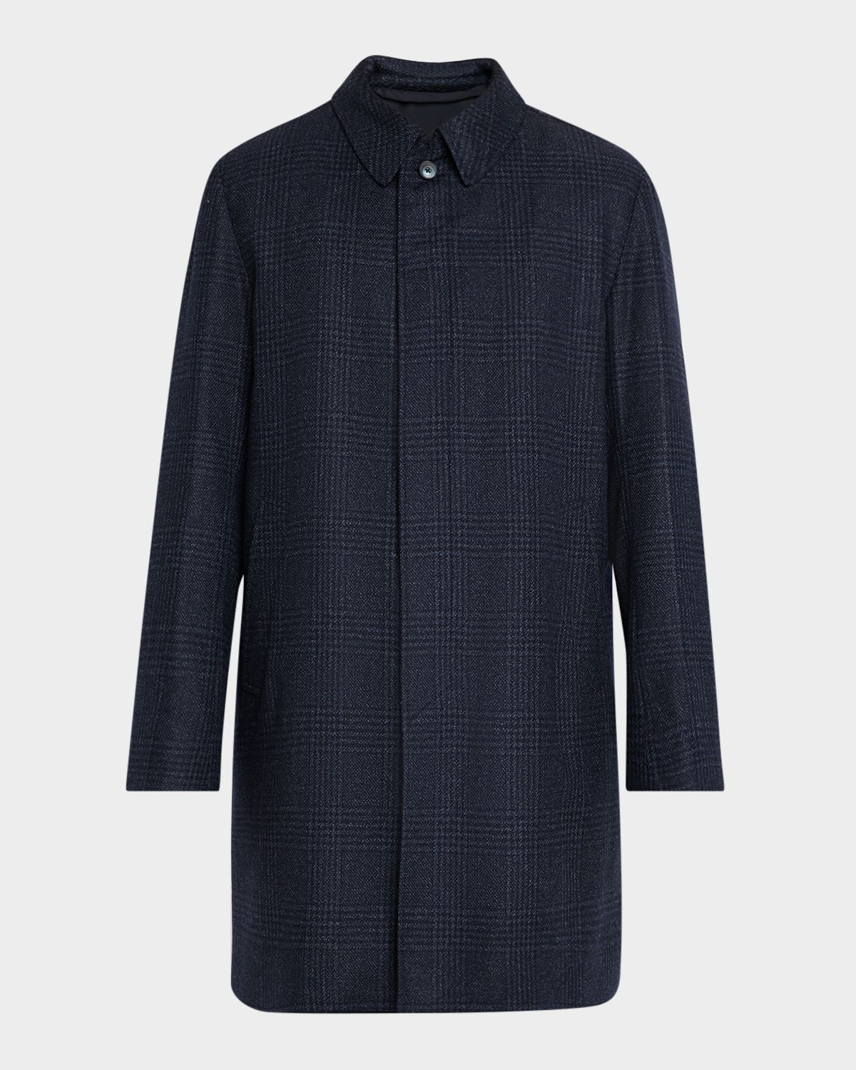 Herno Men 's Plaid Wool/Silk Coat