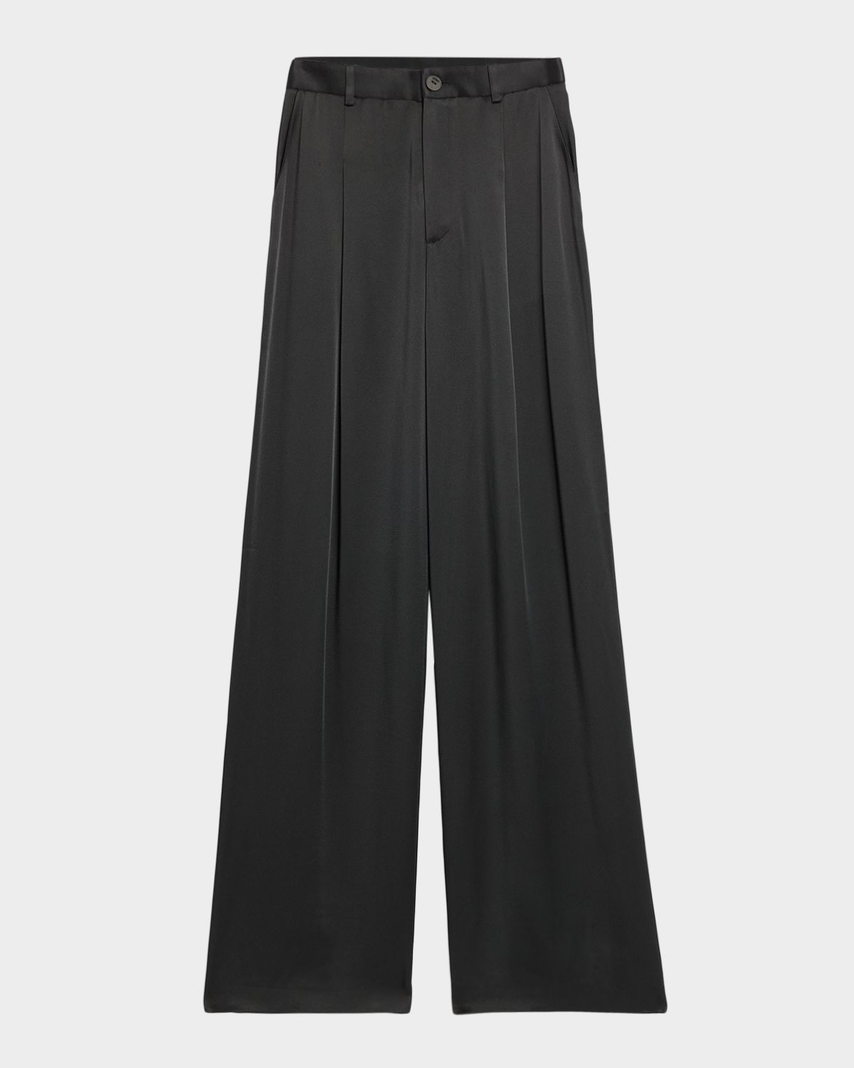 LAPOINTE Pleated Wide-Leg Satin Pants
