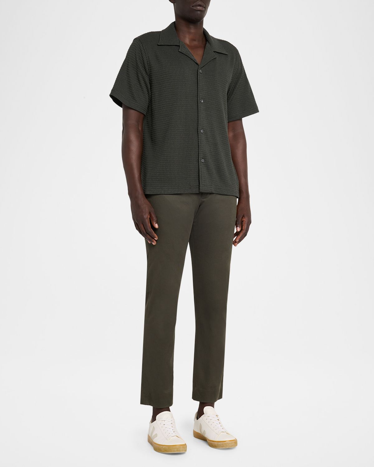 SIMKHAI Men 's Troy Textured Polyester Camp Shirt