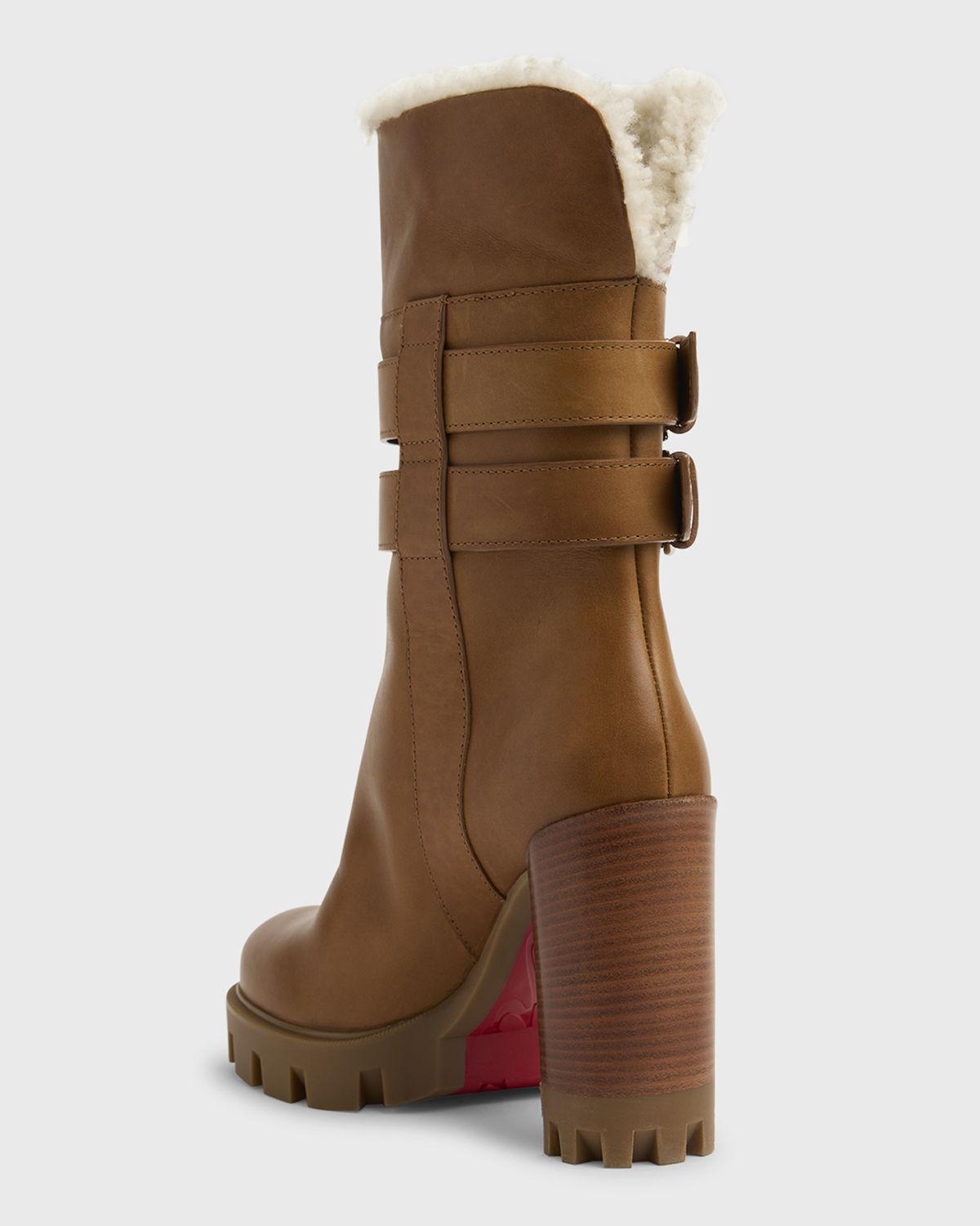 Christian Louboutin 100mm Elisawalk Shearling-Lined Leather Booties