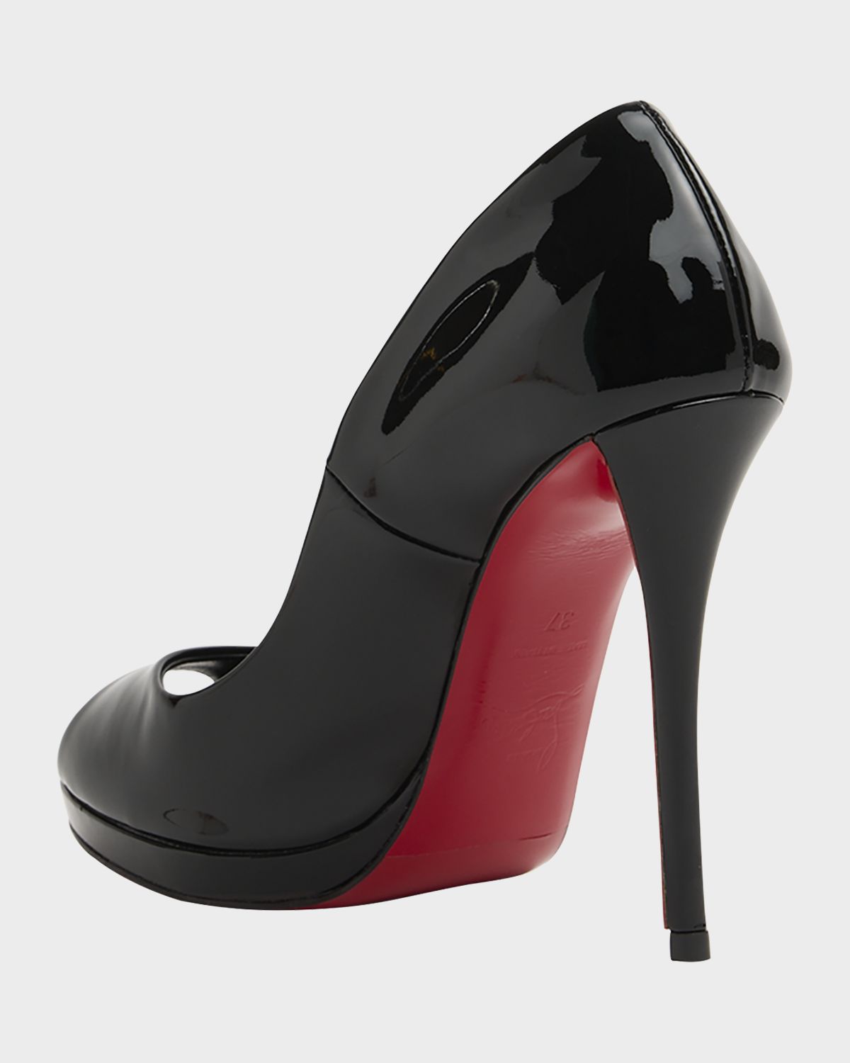 Christian Louboutin 120mm Lady Z Patent Leather Peep-Toe Pumps
