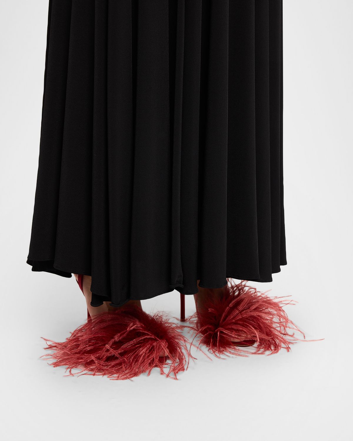 Christian Louboutin 100mm Miss Z Poupi Silk Feather Pumps