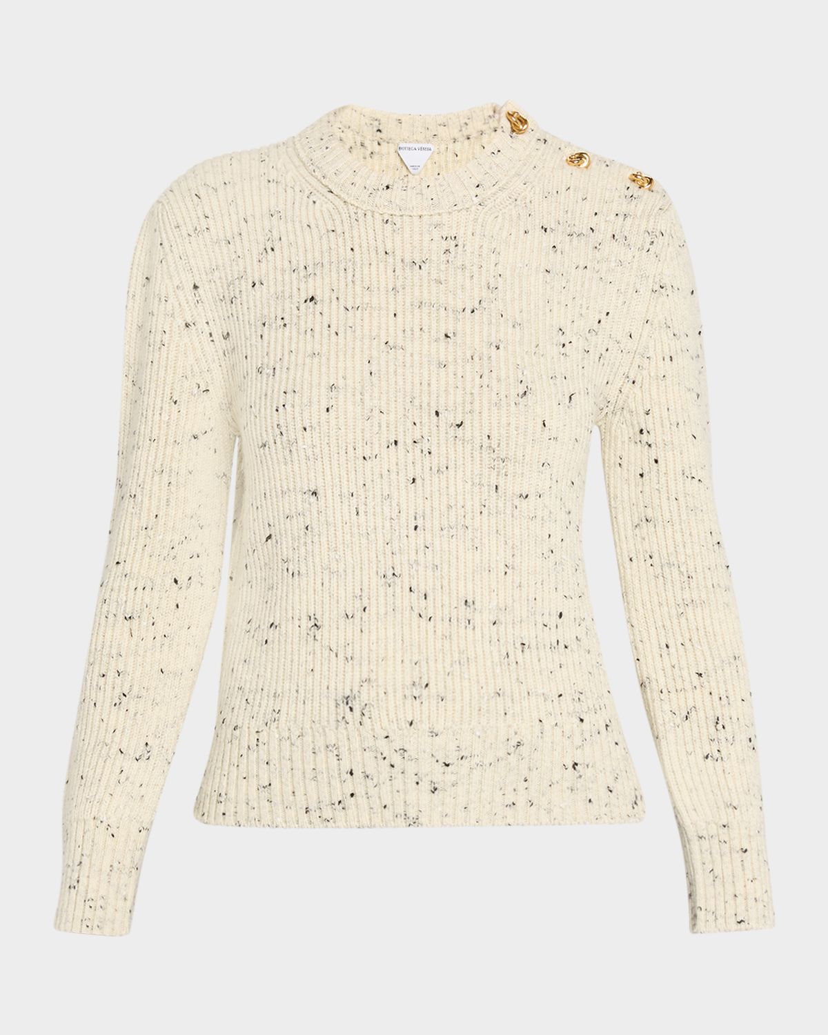 Bottega Veneta Button-Shoulder Speckled Rib Crewneck Sweater | Thumbnail 6 Bottega Veneta Button-Shoulder Speckled Rib Crewneck Sweater | Thumbnail 6