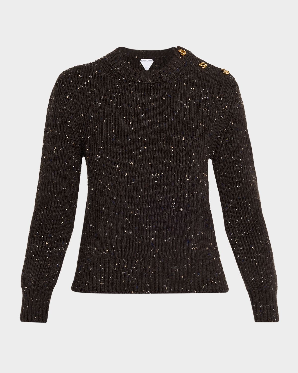 Bottega Veneta Button-Shoulder Speckled Rib Crewneck Sweater | Thumbnail 6 Bottega Veneta Button-Shoulder Speckled Rib Crewneck Sweater | Thumbnail 6