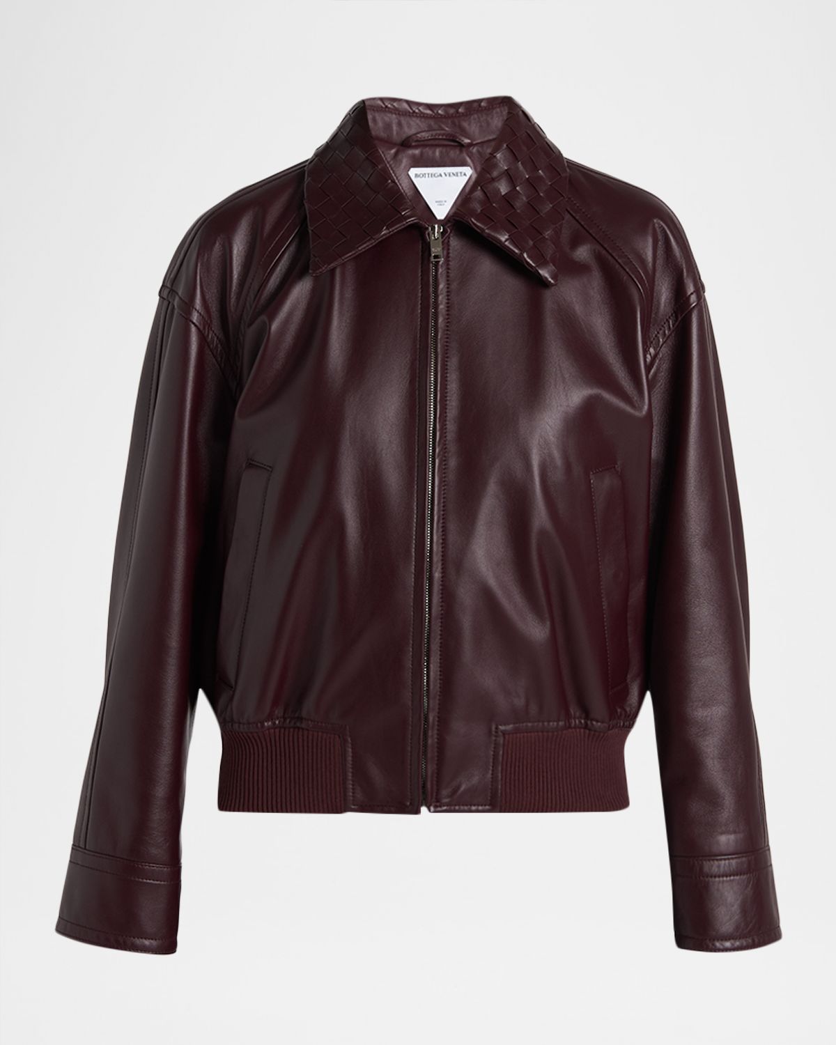 Bottega Veneta Intrecciato Collar Leather Bomber Jacket | Thumbnail 6 Bottega Veneta Intrecciato Collar Leather Bomber Jacket | Thumbnail 6