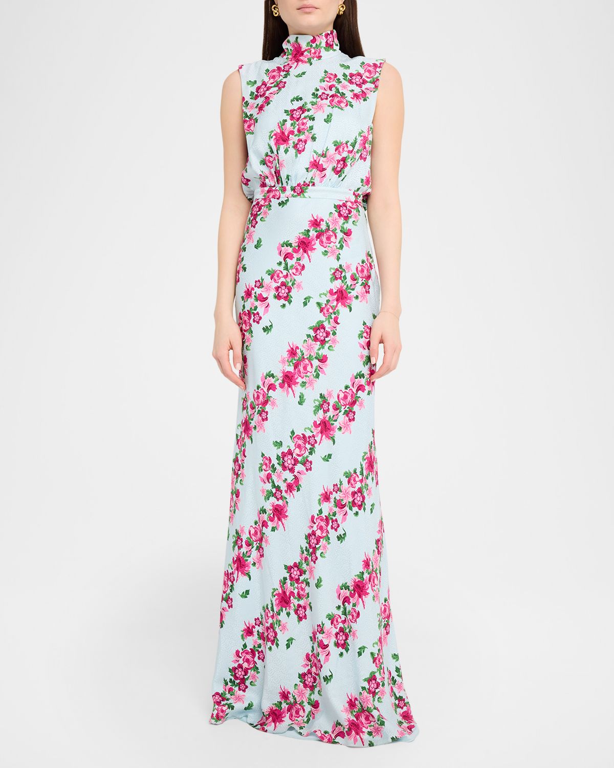 Saloni Fleur Printed High-Neck Dress