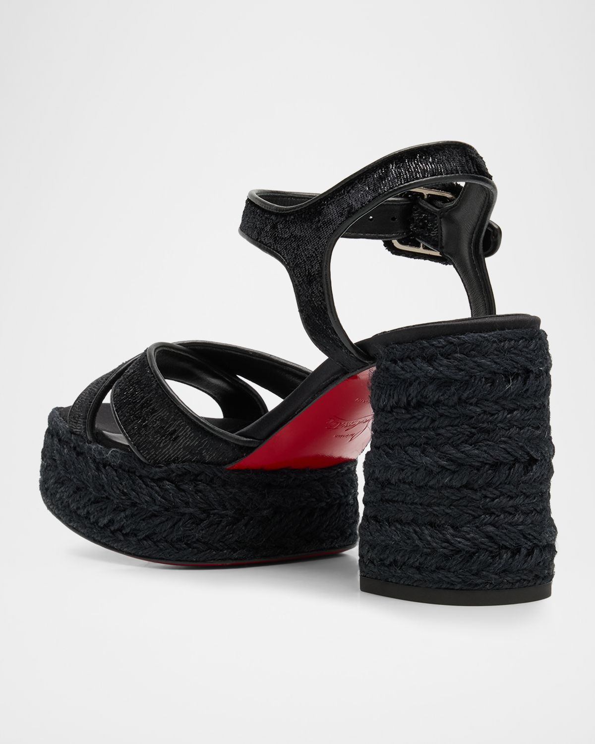 Christian Louboutin 85mm Calakala Velvet Platform Espadrille Sandals