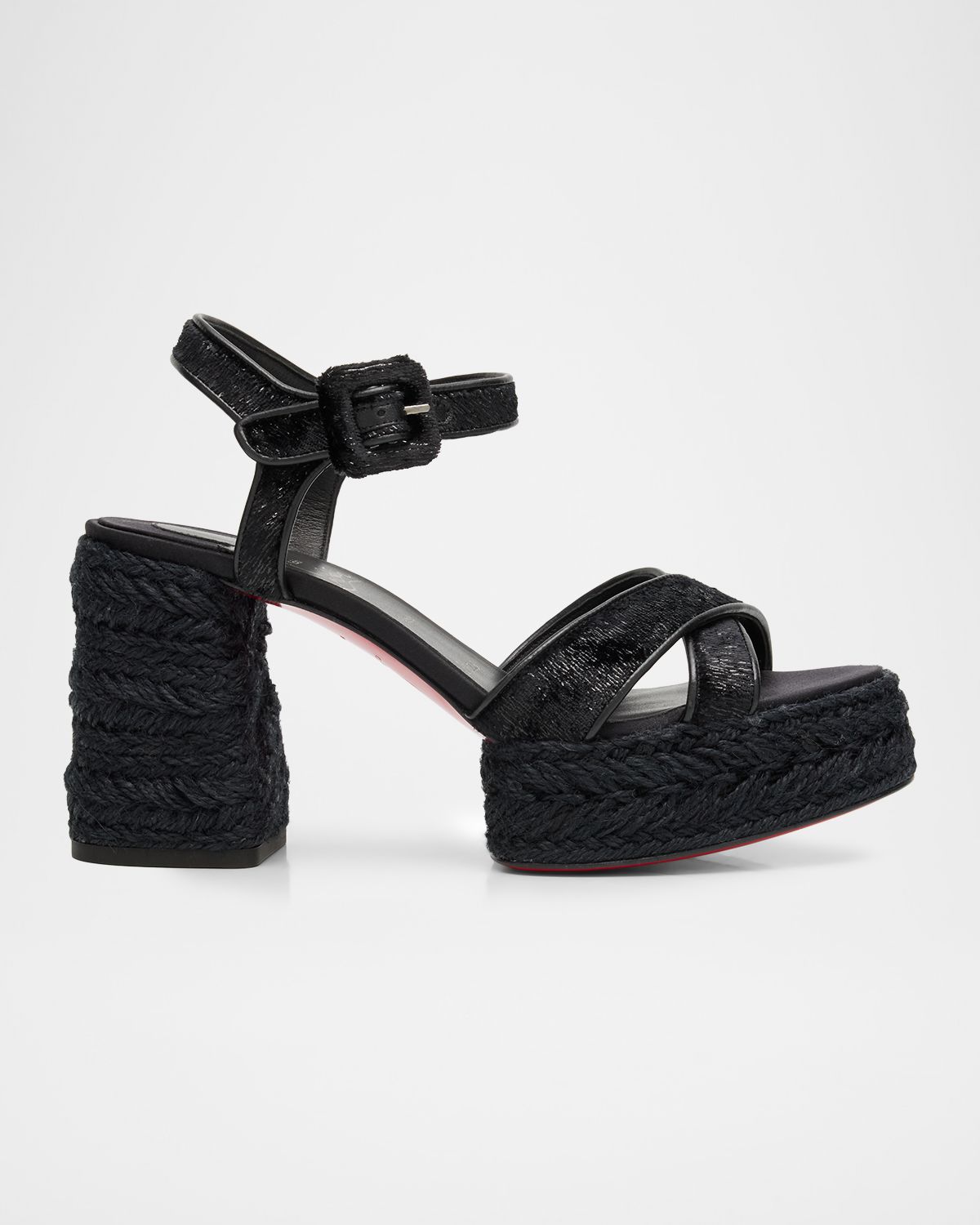 Christian Louboutin 85mm Calakala Velvet Platform Espadrille Sandals