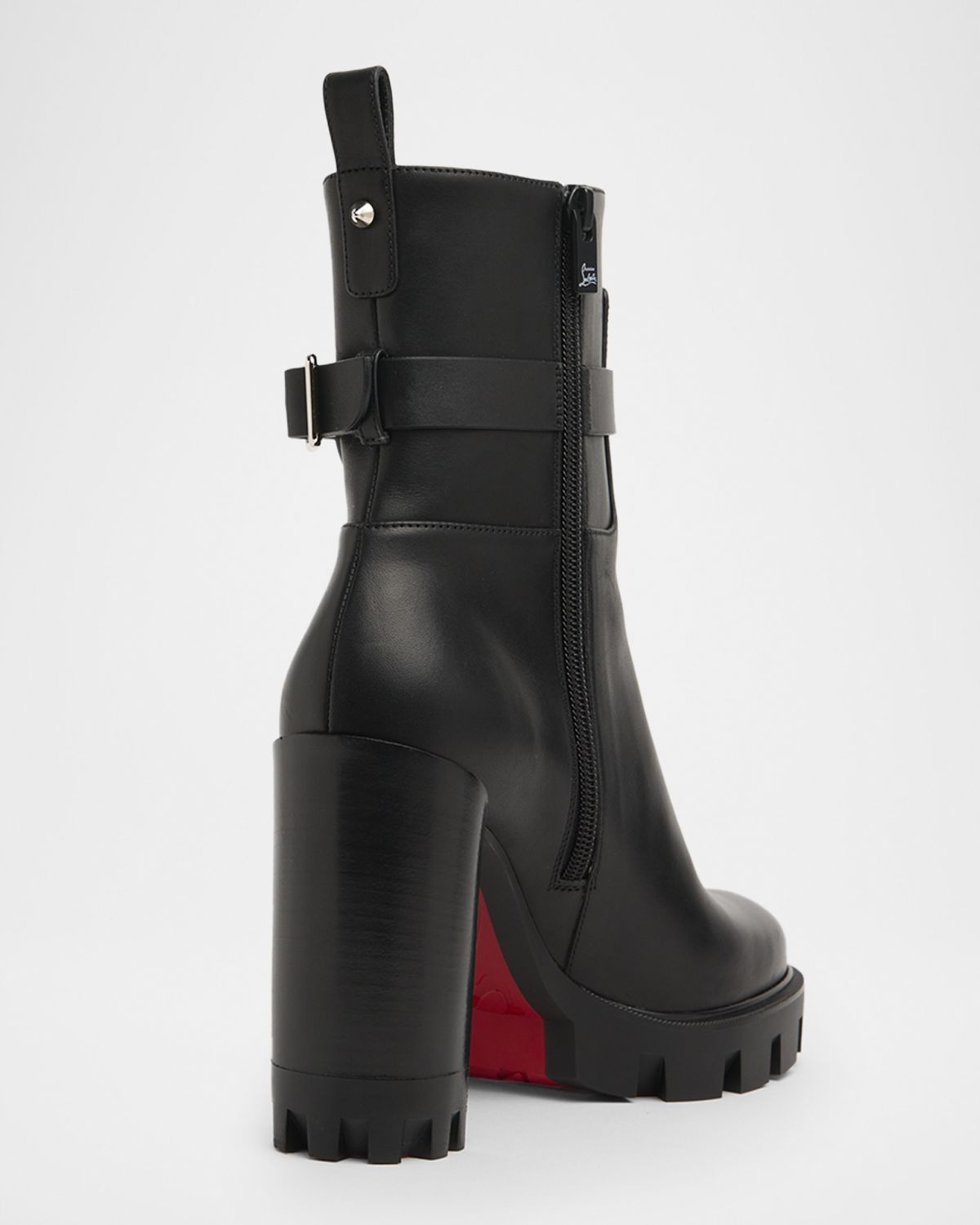 Christian Louboutin 100mm Dianouchett Leather Red Lug Sole Ankle Boots