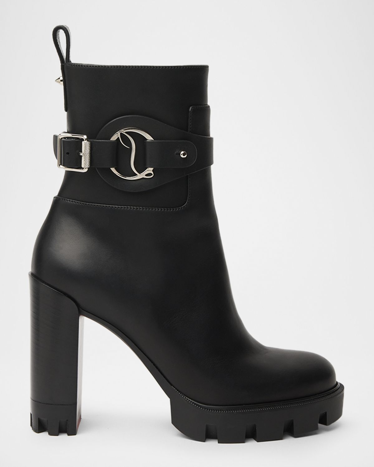 Christian Louboutin 100mm Dianouchett Leather Red Lug Sole Ankle Boots