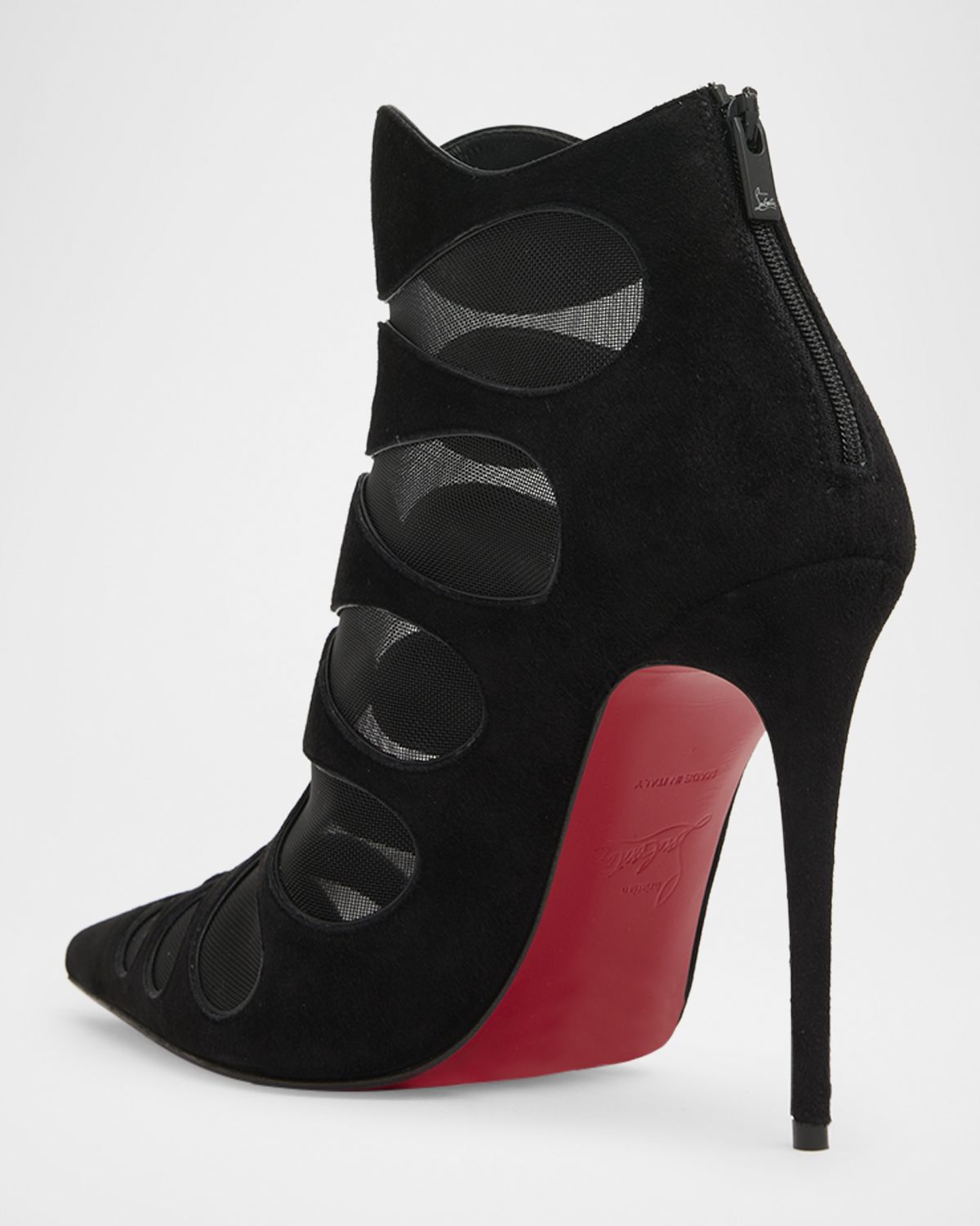 Christian Louboutin 100mm Circus Max Suede and Mesh Ankle Boots