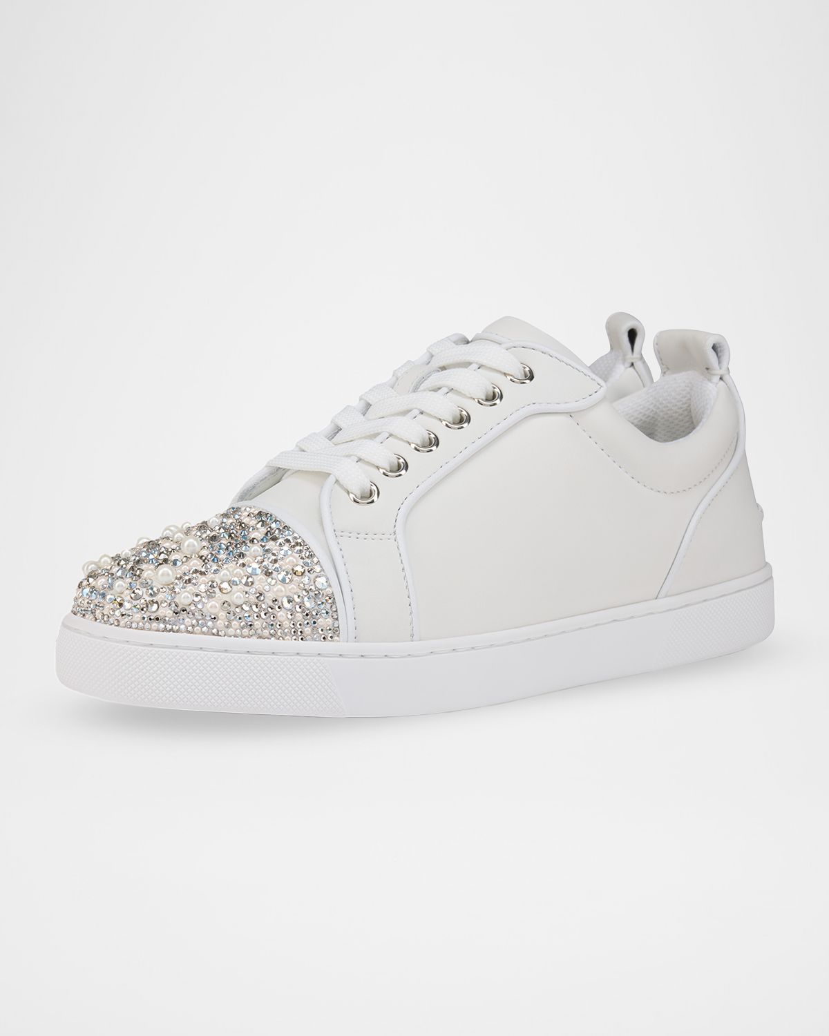 Christian Louboutin Louise Junior Pearly Leather Low-Top Sneakers