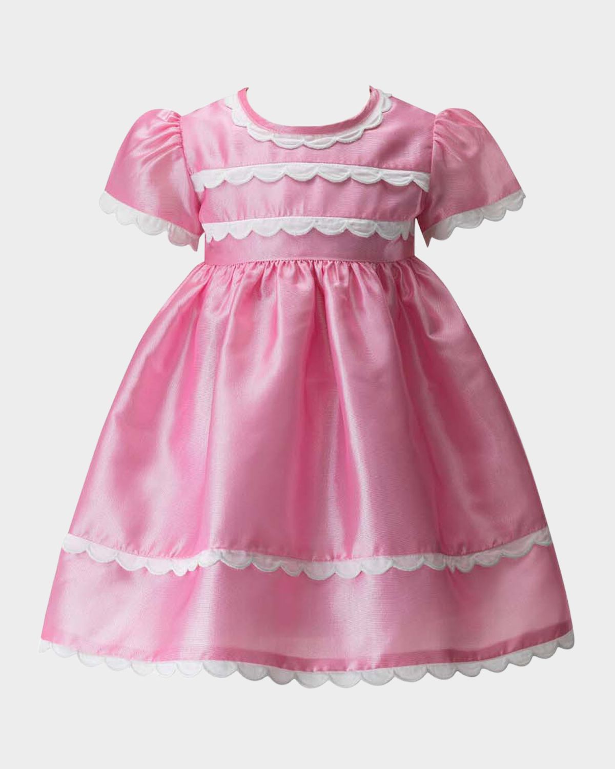 Rachel Riley Girl 's Eloise Taffeta Scalloped Dress & Bloomers Set, Size 6M-24M