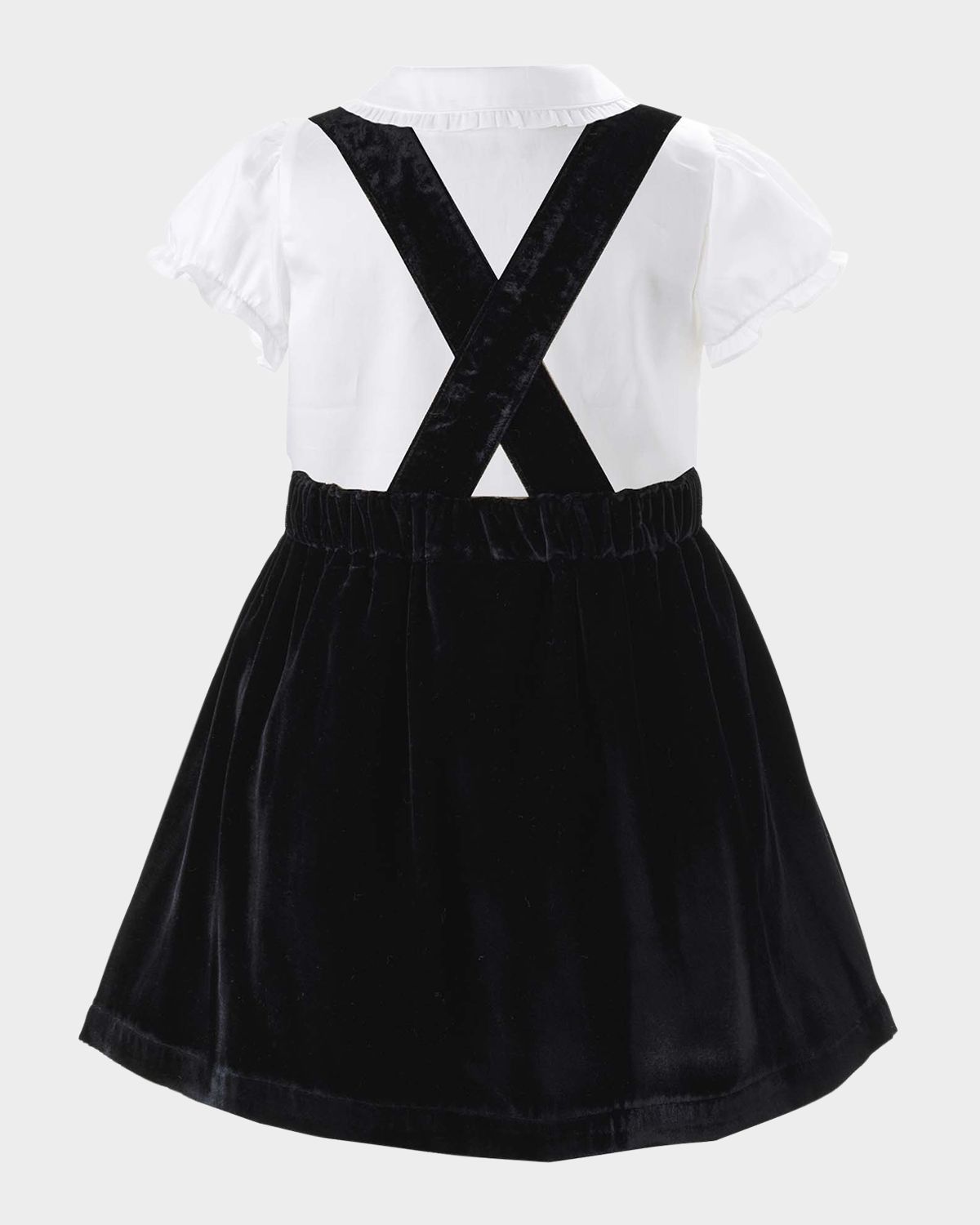Rachel Riley Girl 's Eloise Silk Velvet Pinafore Set, Size 3-14
