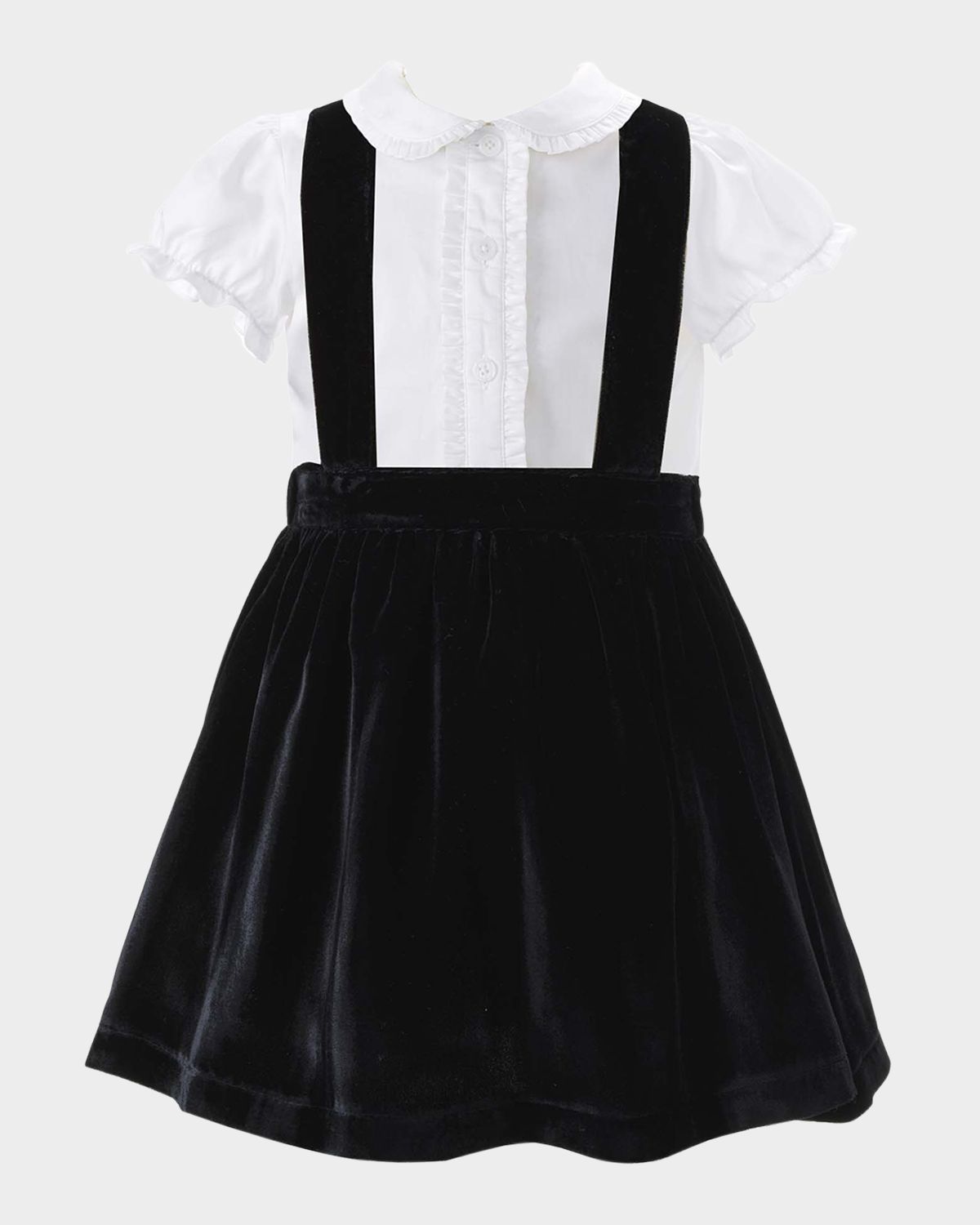 Rachel Riley Girl 's Eloise Silk Velvet Pinafore Set, Size 3-14