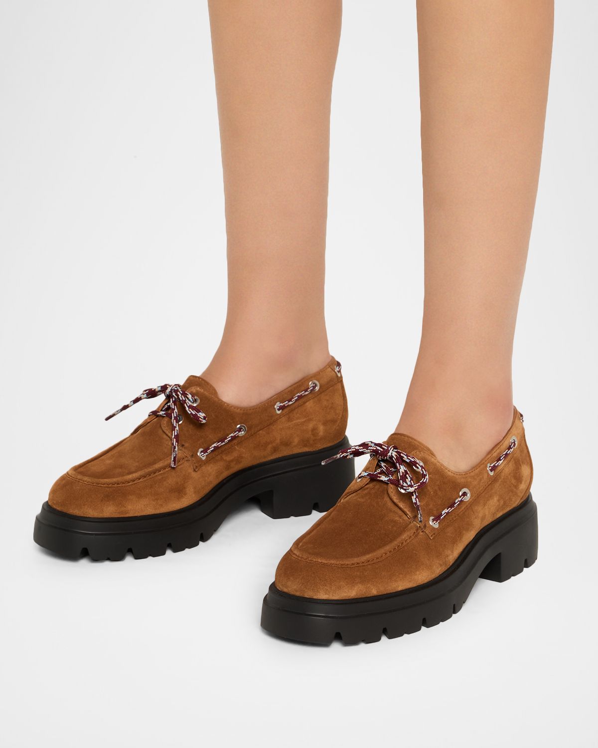 Stuart Weitzman Hudson Suede Lug-Sole Boat Shoes