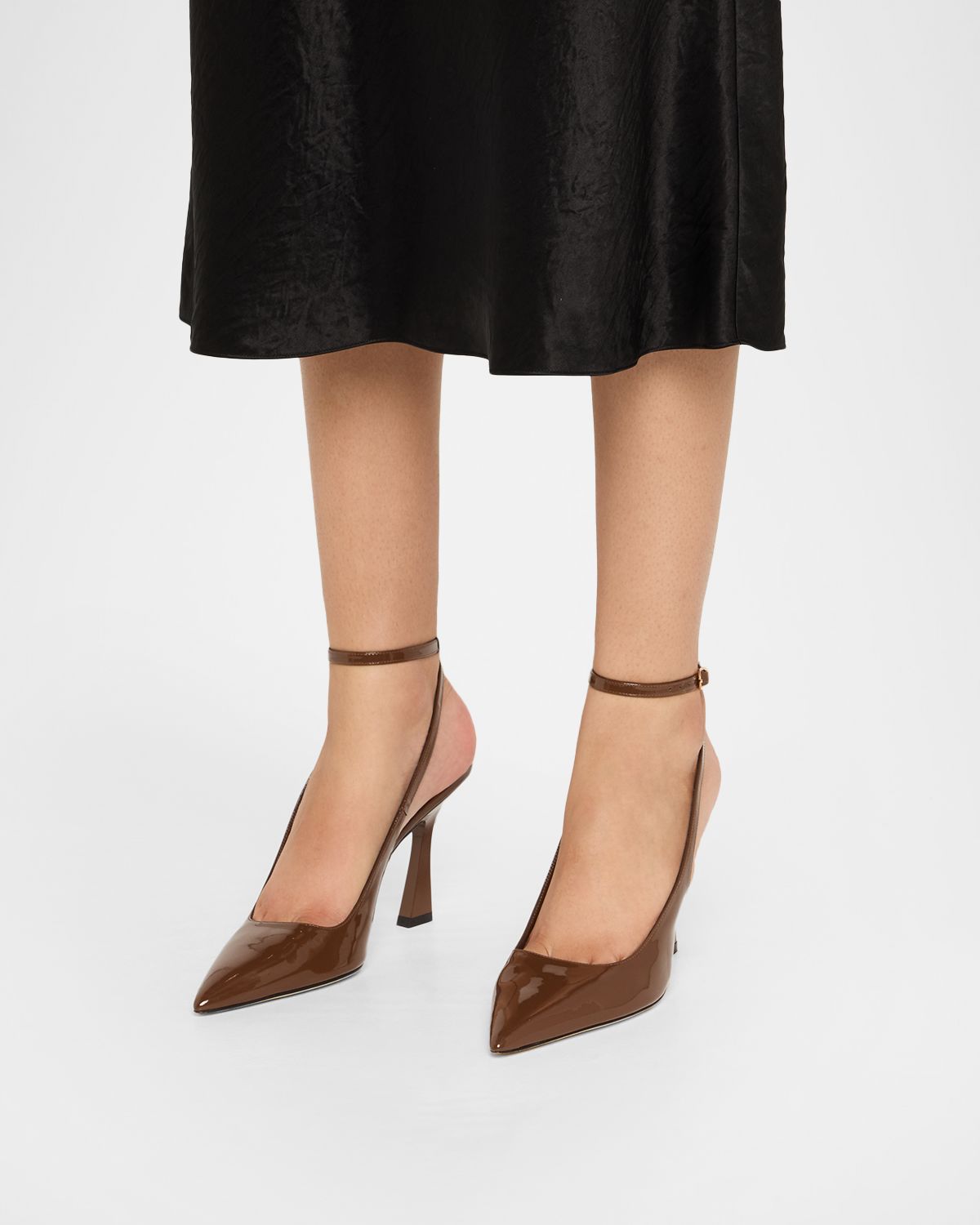 Stuart Weitzman Vinnie Patent Leather Ankle-Strap Pumps