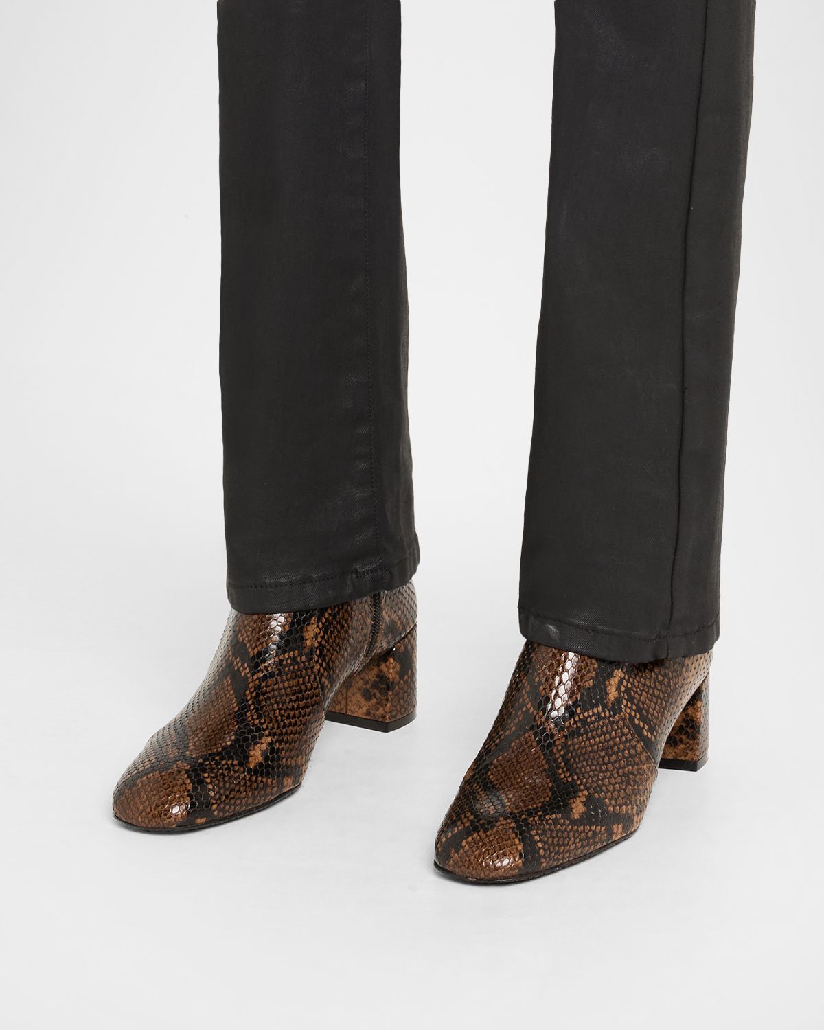 Stuart Weitzman Maeve Snake-Printed Leather Booties