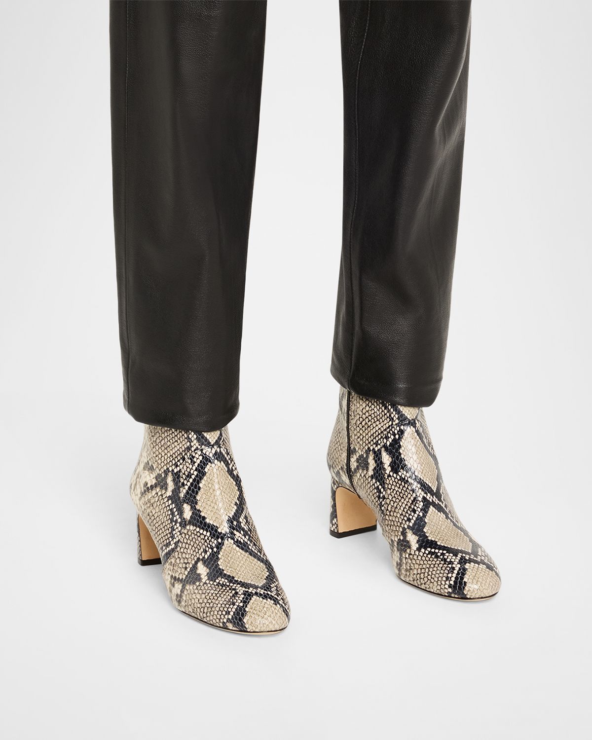 Stuart Weitzman Babette Snake-Printed Leather Booties