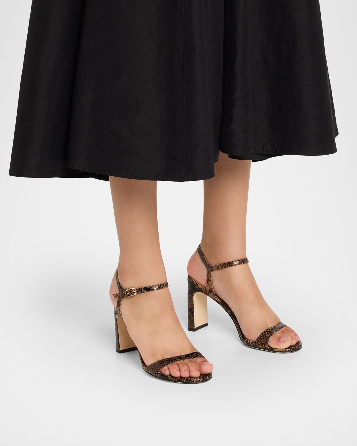 Stuart Weitzman Babette Snake-Embossed Leather Sandals