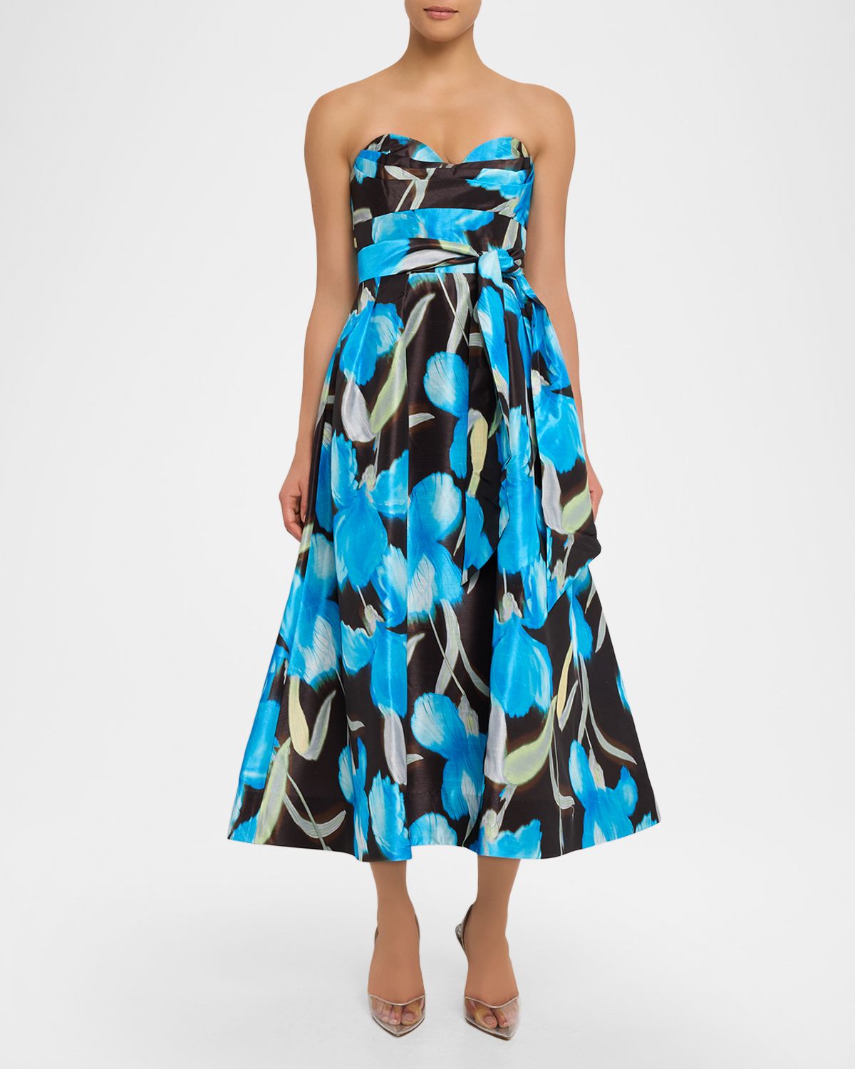 REBECCA VALLANCE Ingrid Strapless Floral-Print Midi Dress