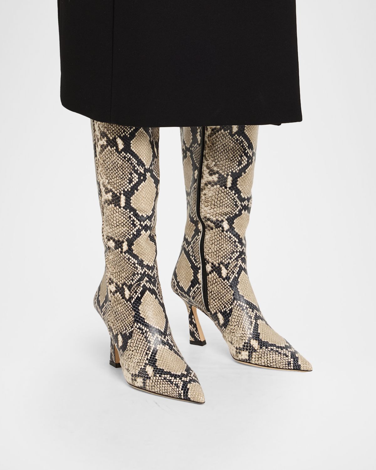 Stuart Weitzman 85mm Vinnie Snake-Printed Leather Knee-High Boots
