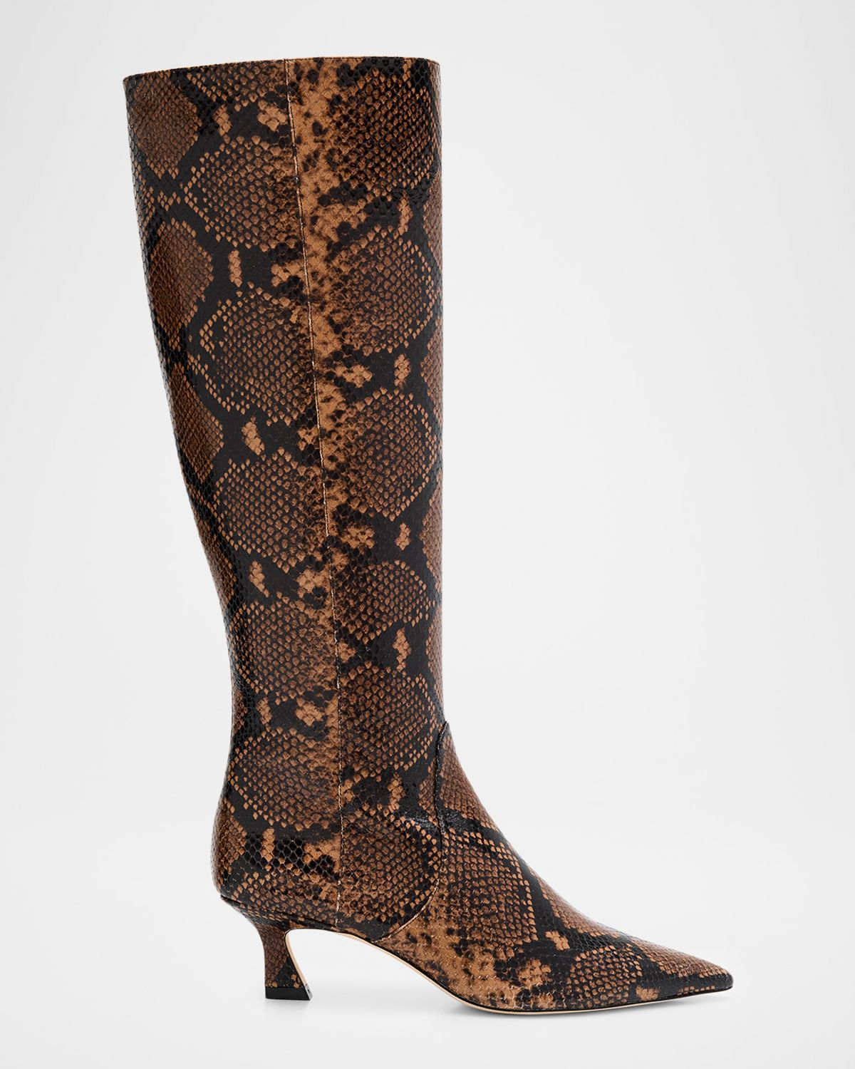 Stuart Weitzman 0mm Vinnie Snake-Printed Leather Knee-High Boots