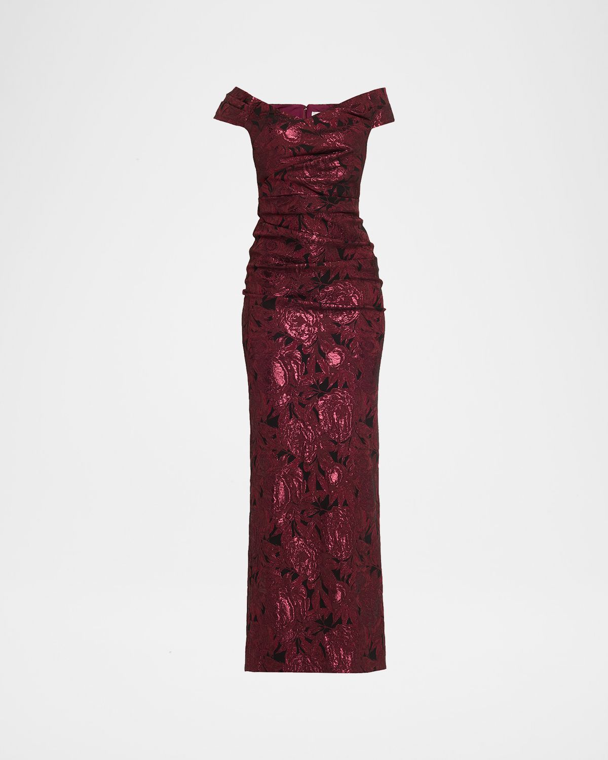 Rickie Freeman for Teri Jon Ruched Metallic Floral Jacquard Column Gown | Thumbnail 6 Rickie Freeman for Teri Jon Ruched Metallic Floral Jacquard Column Gown | Thumbnail 6