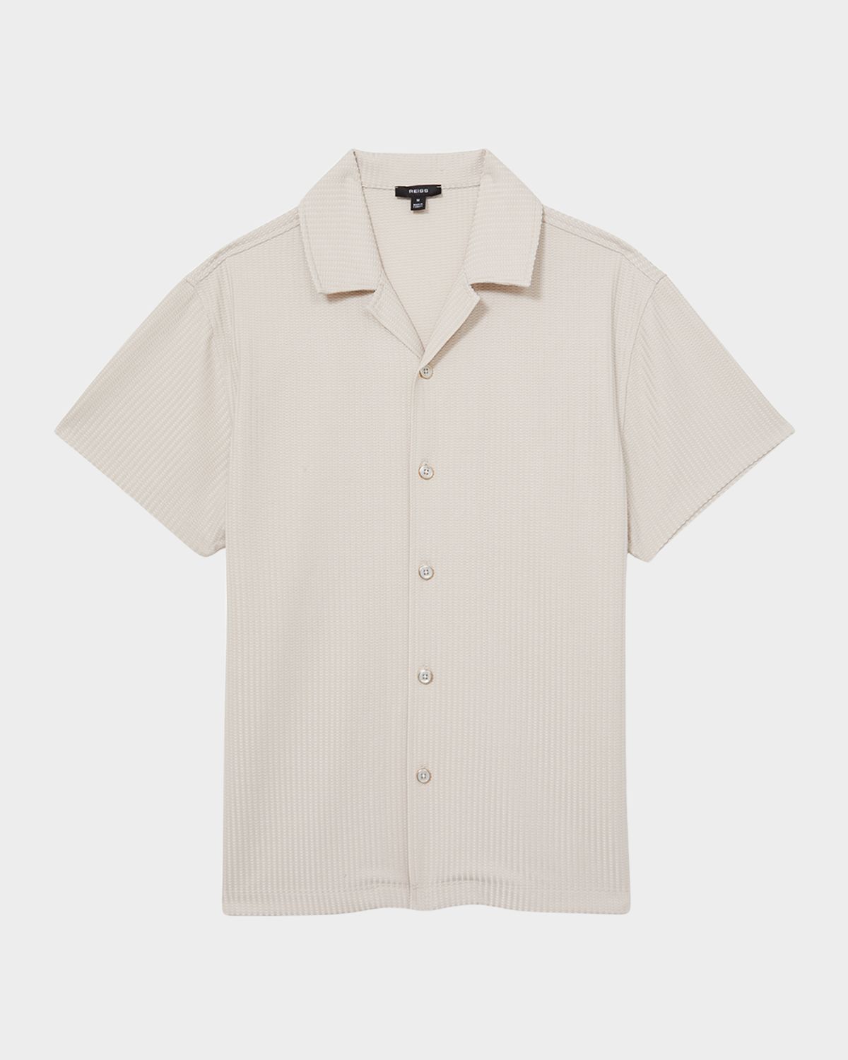 Reiss Men 's Textured Knit Camp Shirt