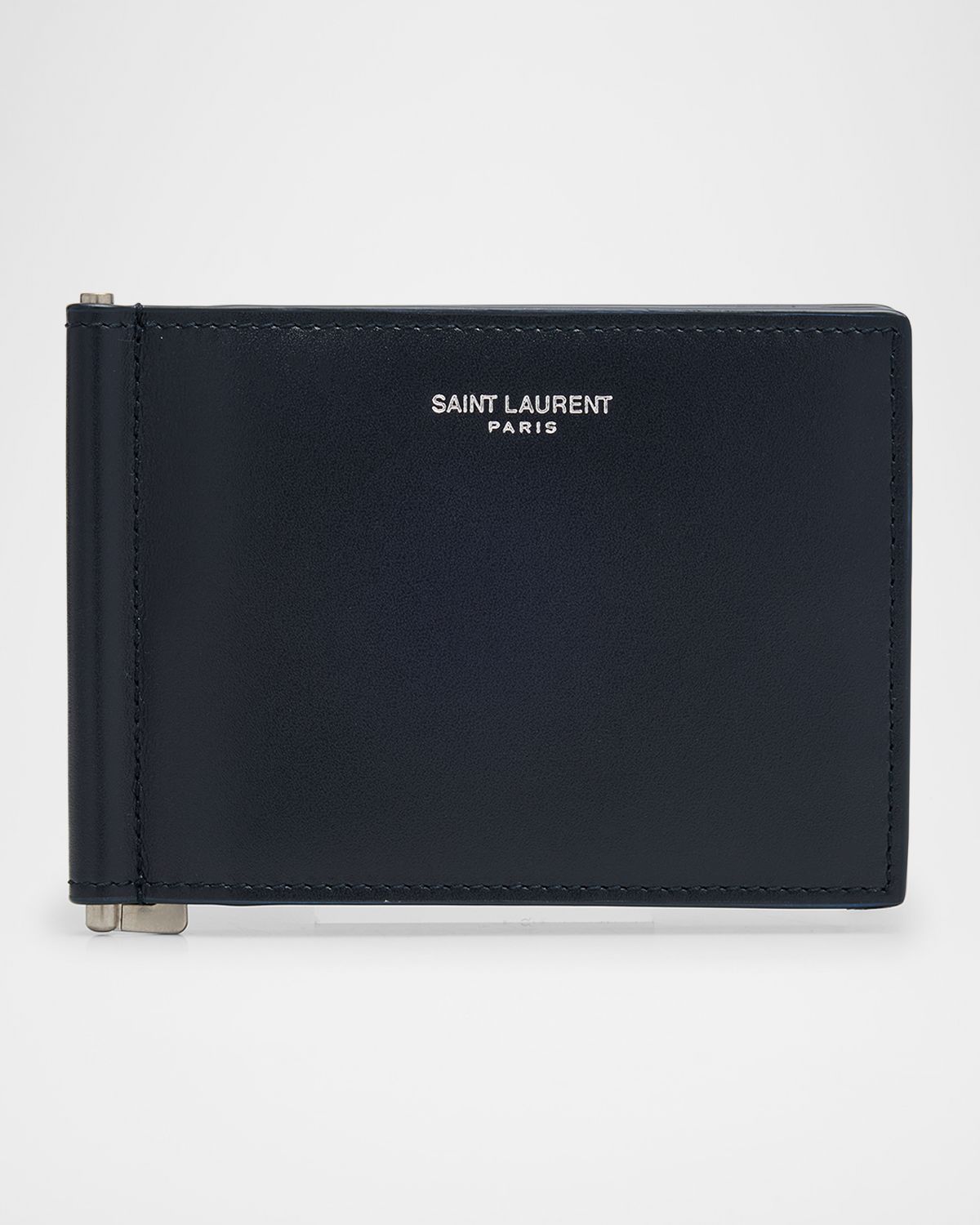 Saint Laurent Men 's Paris Bill Clip Wallet in Grain de Poudre Leather