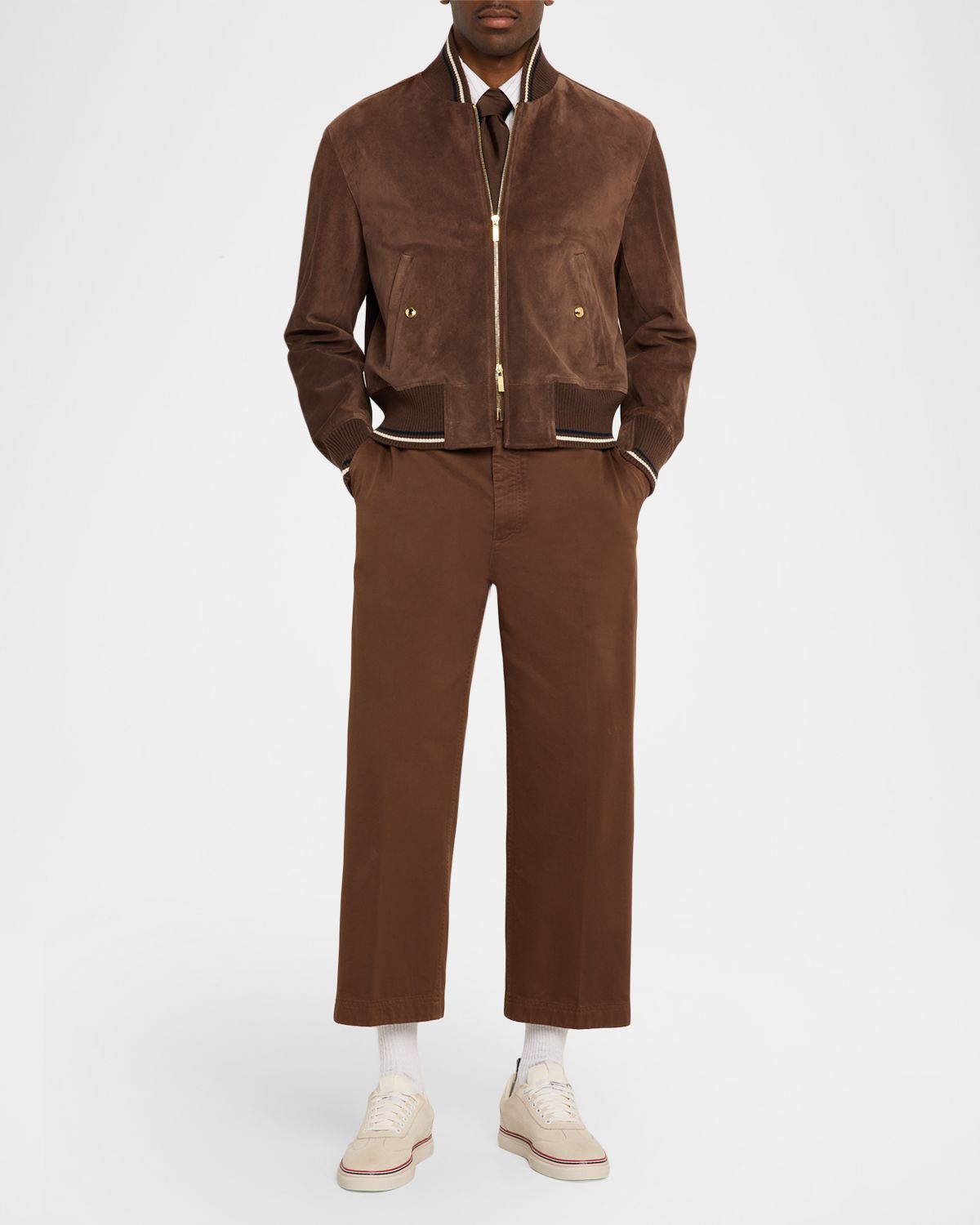 Thom Browne Men 's Browne 65 Suede Bomber Jacket | Thumbnail 5 Thom Browne Men 's Browne 65 Suede Bomber Jacket | Thumbnail 5