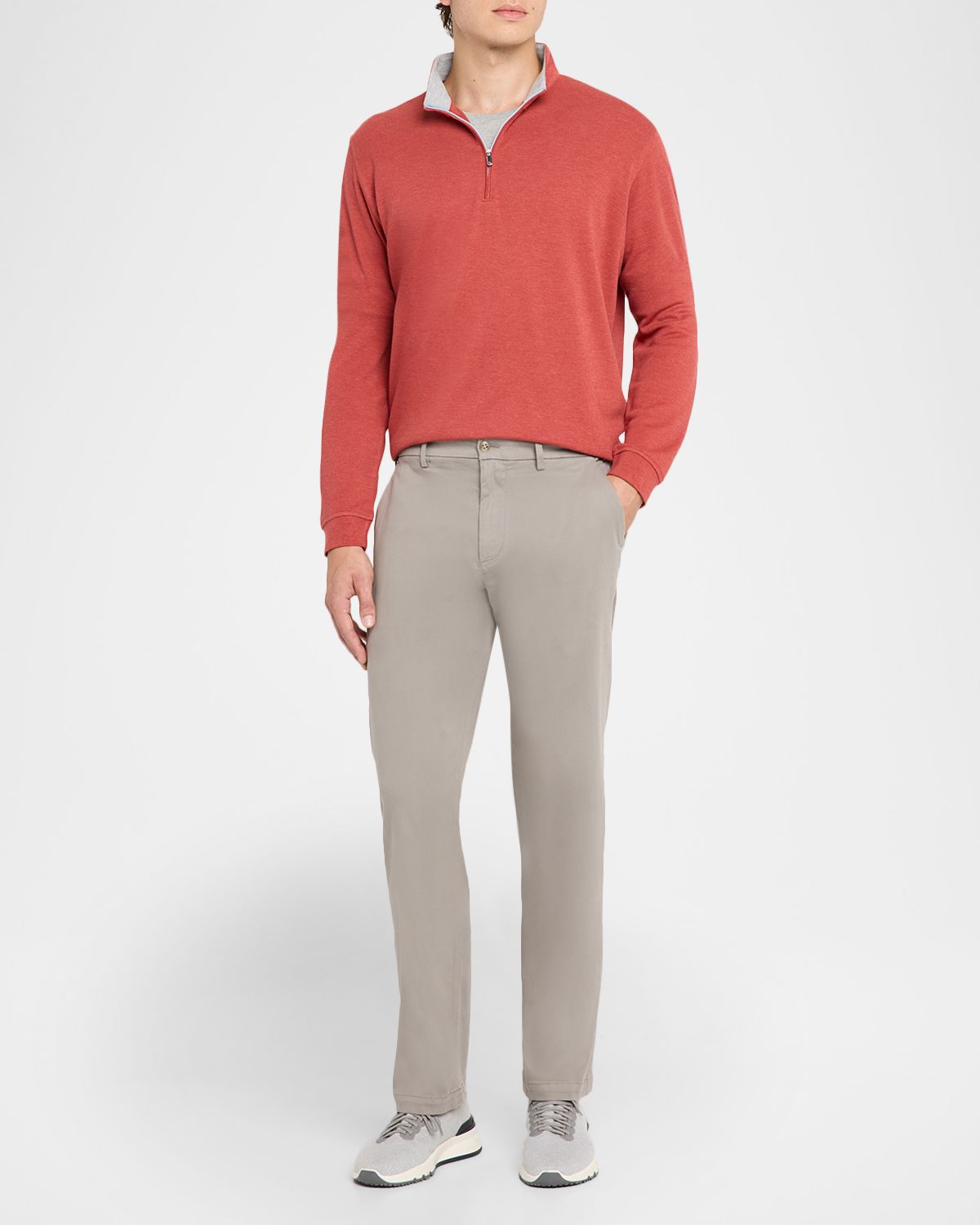Peter Millar Men 's Flat Front Trousers in Signature Sateen