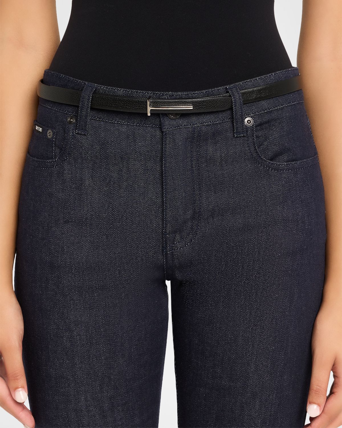 TOM FORD Grain Leather Slim T Belt