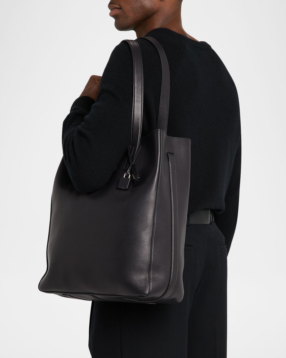 TOM FORD Men 's Natural Leather North-South Tote Bag