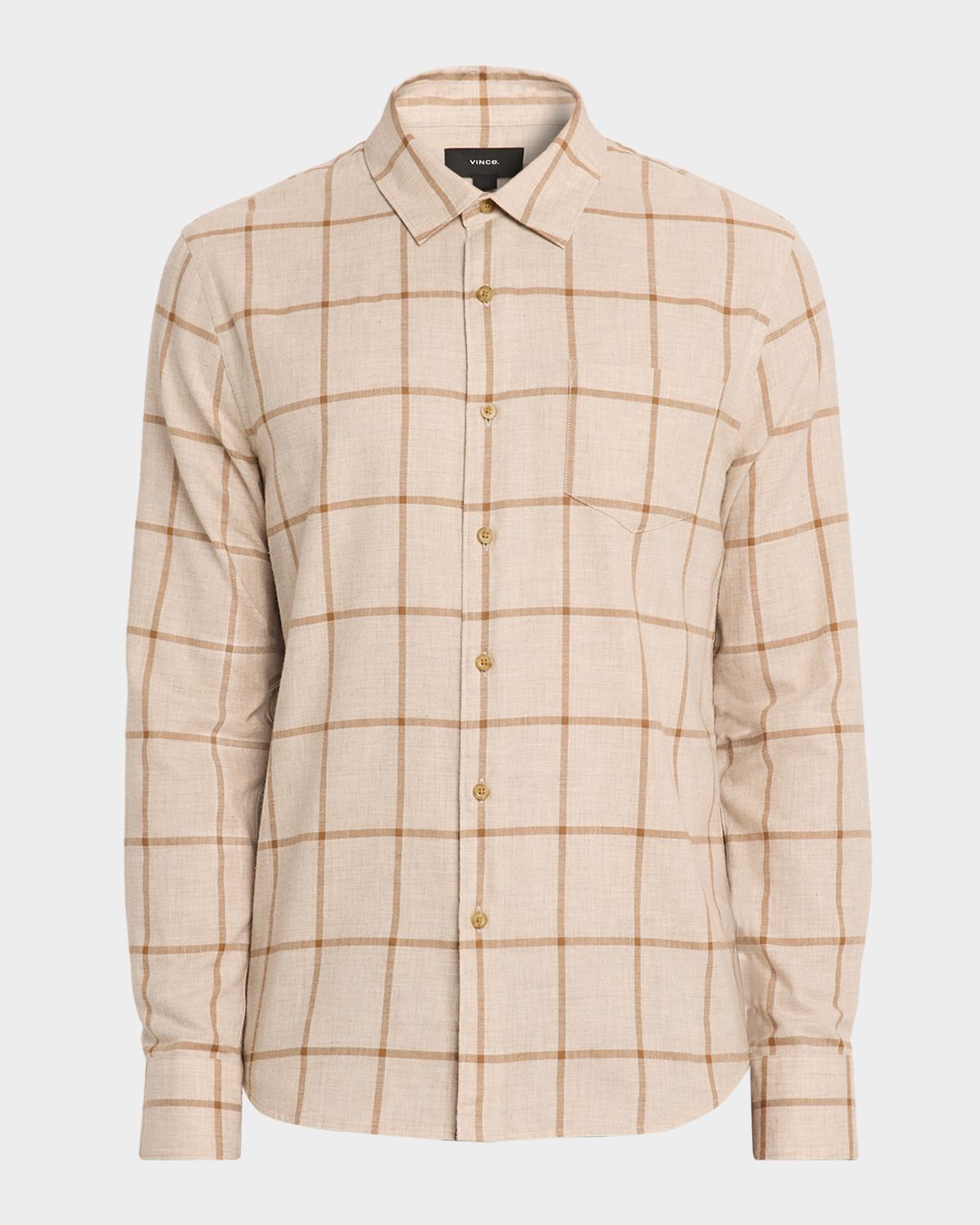 Vince Men 's Rookery Cotton Windowpane Plaid Sport Shirt