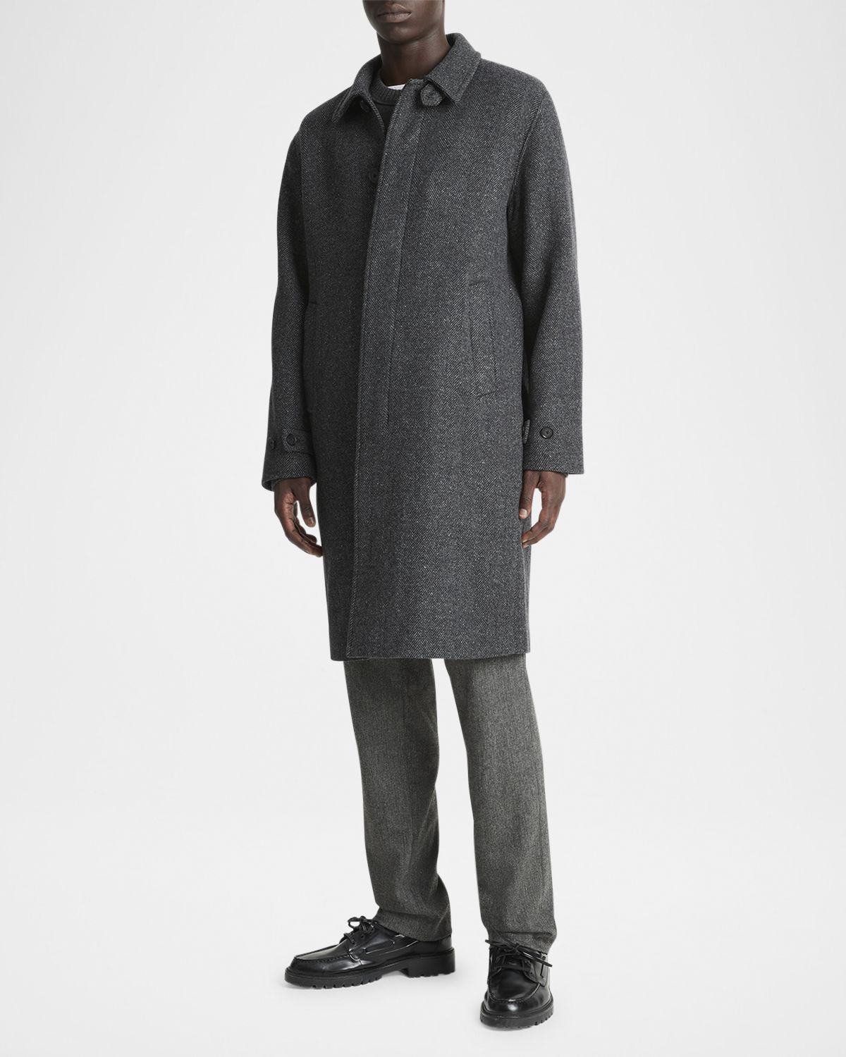 Vince Men 's Herringbone Balmacaan Coat