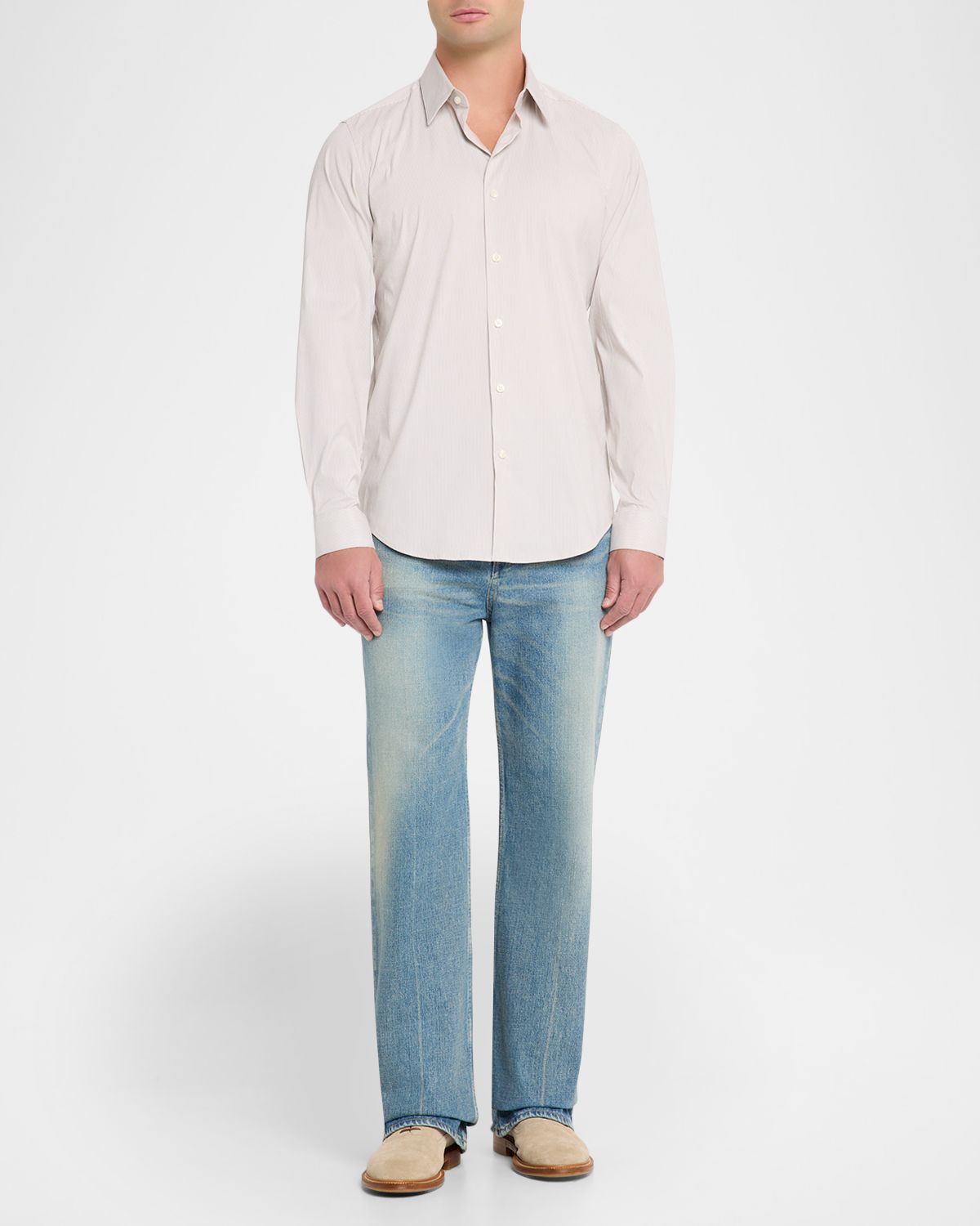 Theory Men 's Sylvain Hairline Stripe Point-Collar Sport Shirt