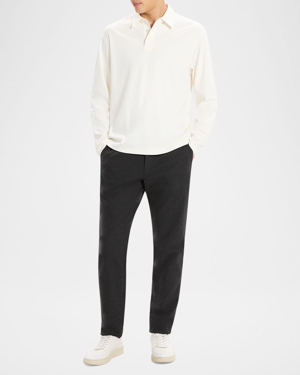 Theory Men 's City Cotton Long-Sleeve Polo Shirt