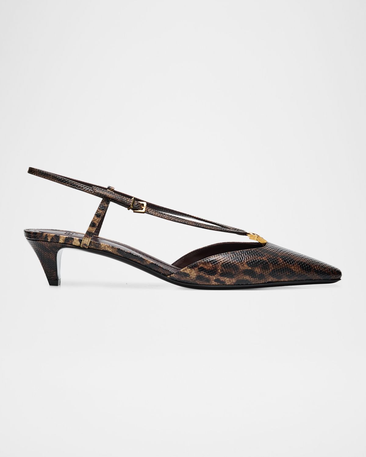 Fendi 40mm Fold Leopard-Printed Snake Leather Slingback Pumps