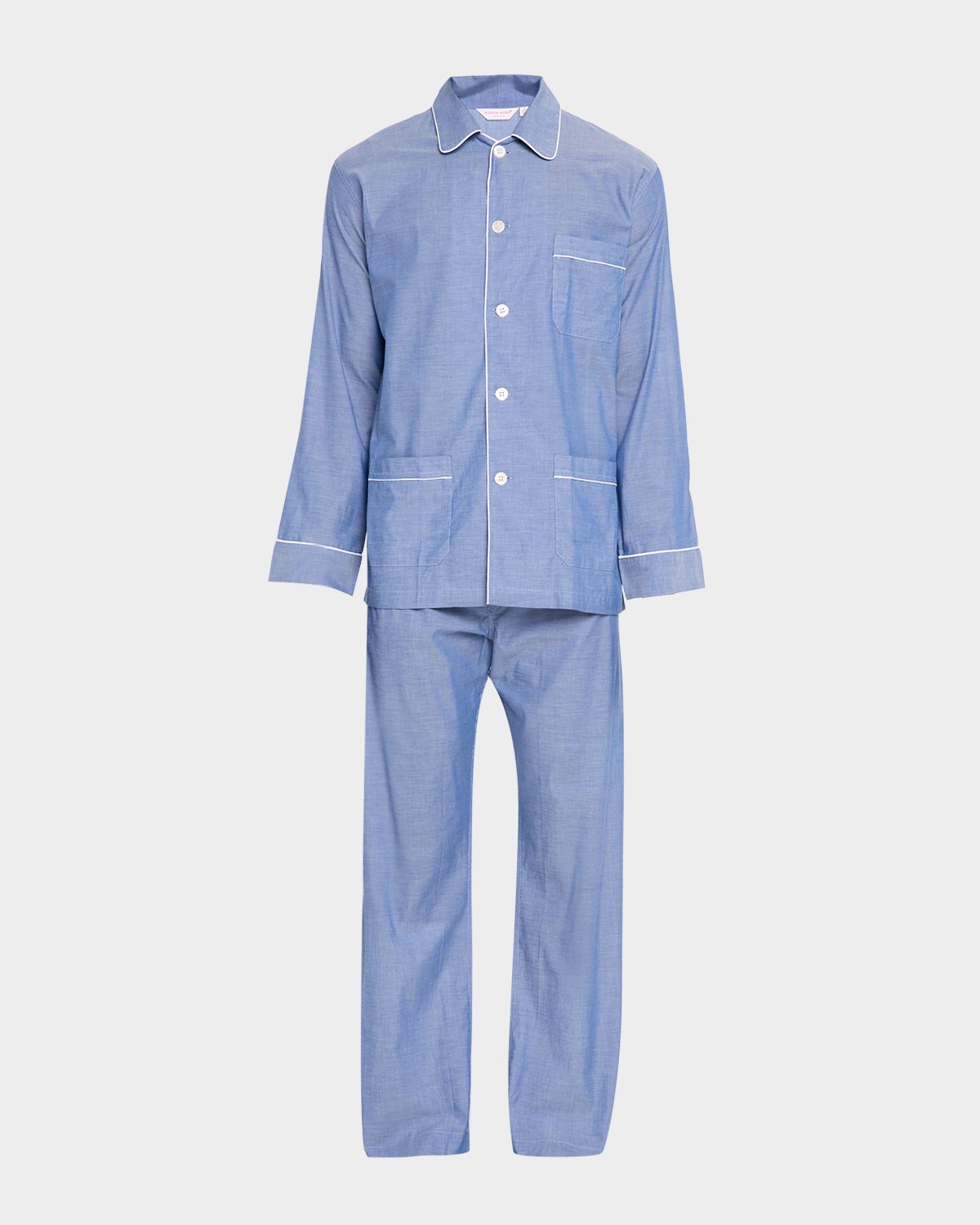 Derek Rose Men 's Amalfi Cotton Batiste Long Pajama Set
