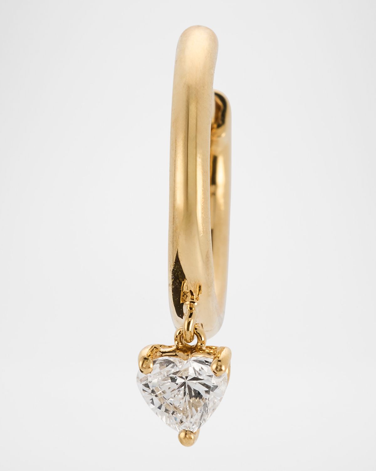 Anita Ko 18K Yellow Gold Huggie Earring with Heart Diamond Drop, Single