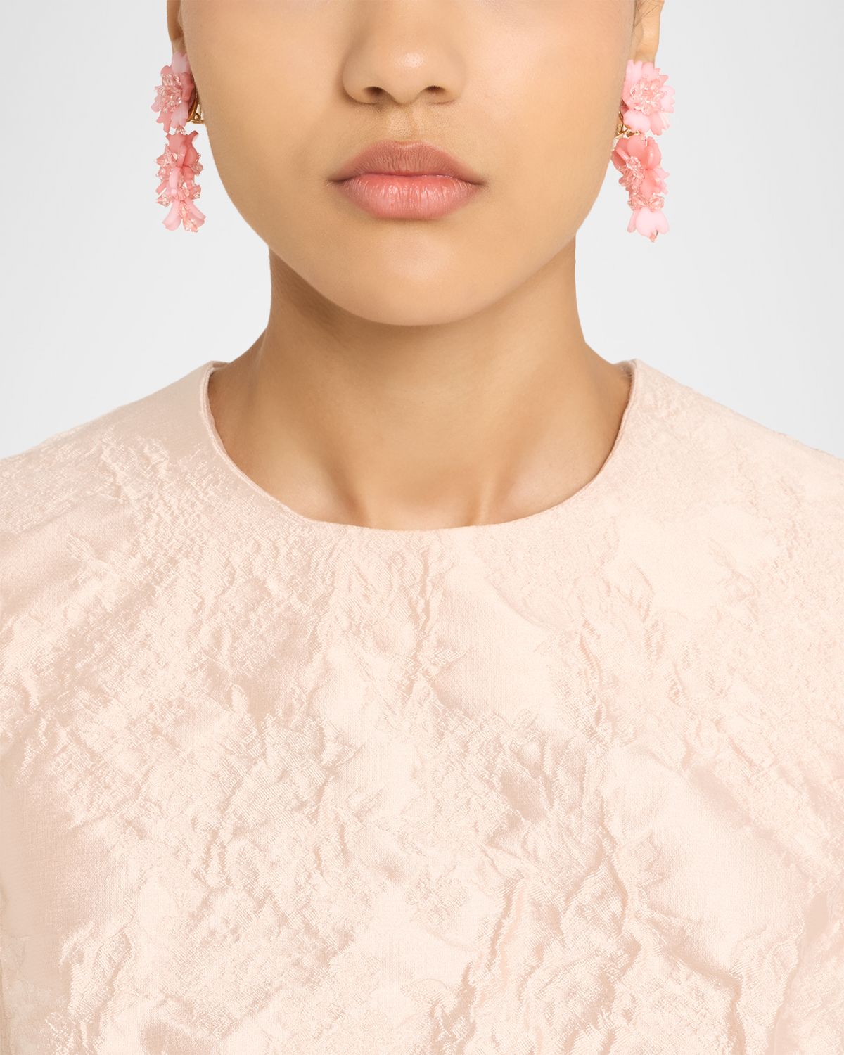 Oscar de la Renta Triple Drop Flower Earrings