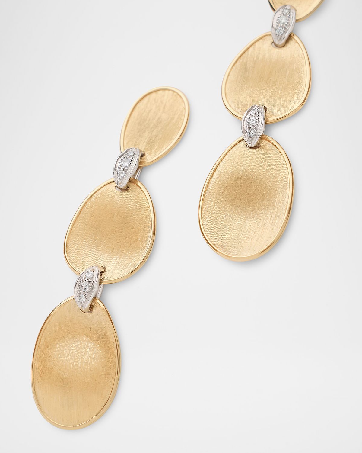 Marco Bicego 18K Gold Lunaria Three-Drop Earrings with Diamonds